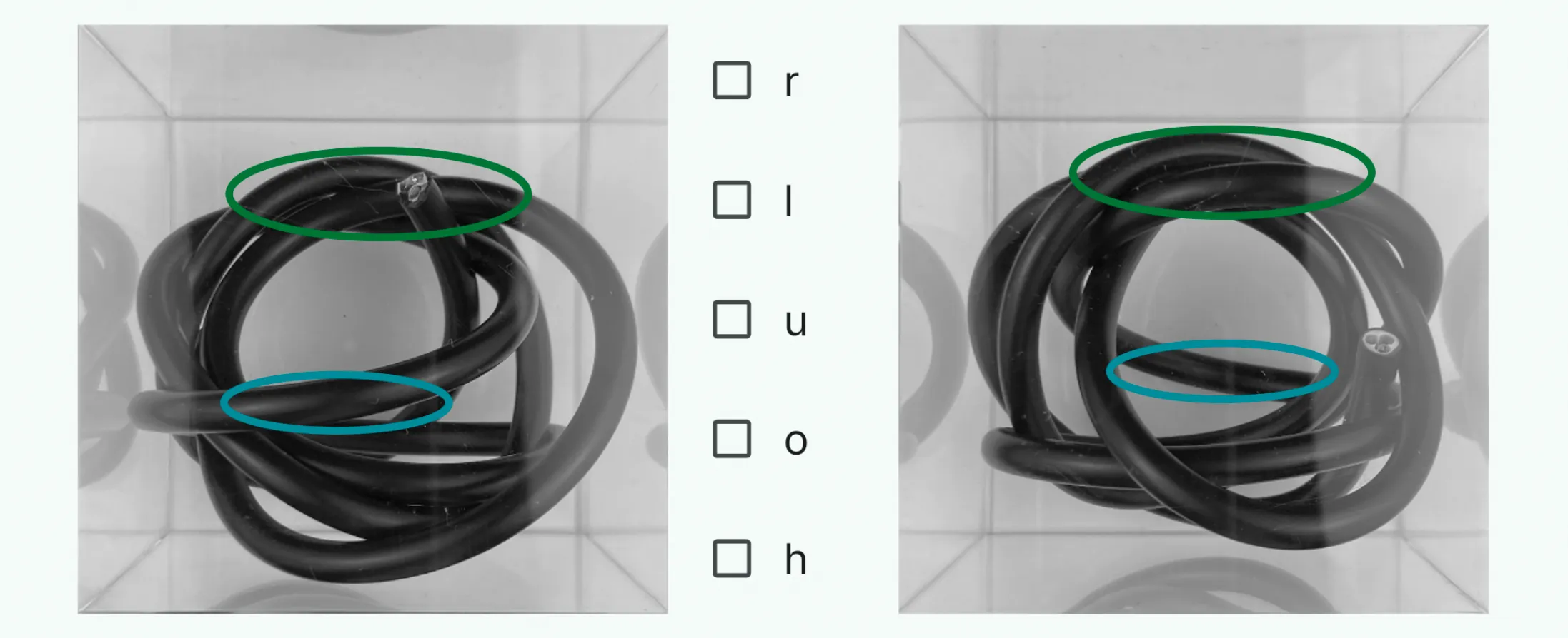 Unübersichtliches Schlauchfiguren-Beispiel mit markierten Ankern