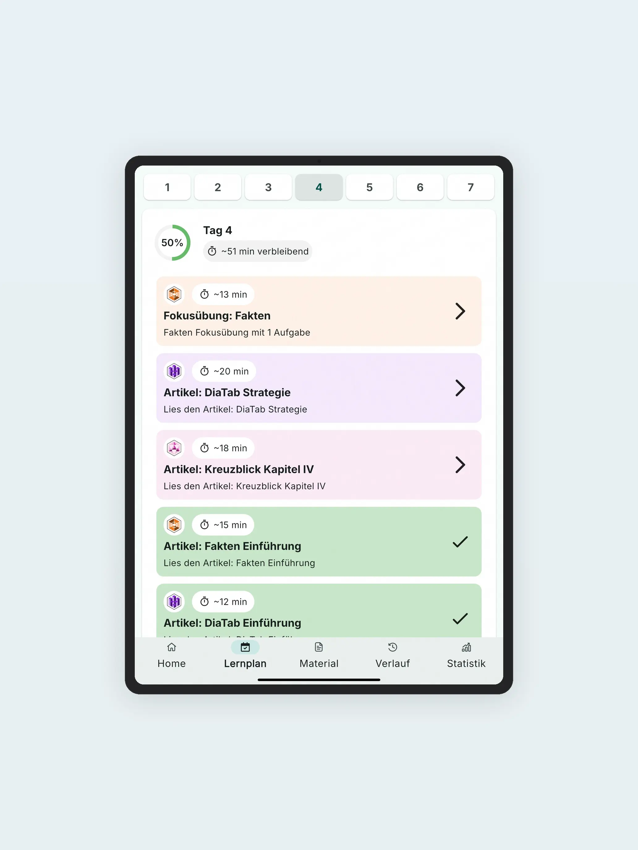 Persönlicher Lernplan in der MedYourWay App